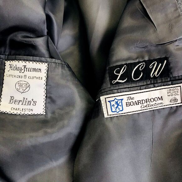 Hickey Freeman Wool Sport Coat Bespoke Boardroom Glen Plaid Gray 41 Academia Men - Picture 3 of 12